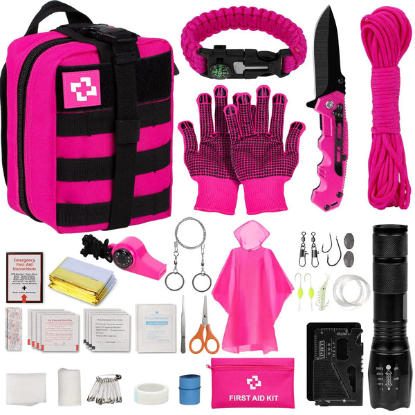 Pink Tactical Survival Kit – Emergency First Aid & Outdoor Adventure Gear